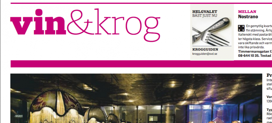 Griffins Steakhouse in Svenska Dagbladet 